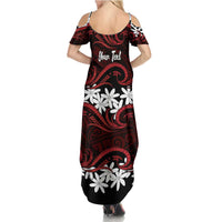 Personalised Cook Islands Atiu Enuamanu Summer Maxi Dress Tiare Maori Polynesian Waves Tattoo LT14 - Polynesian Pride