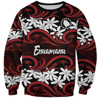 Personalised Cook Islands Atiu Enuamanu Sweatshirt Tiare Maori Polynesian Waves Tattoo LT14 Unisex Red - Polynesian Pride