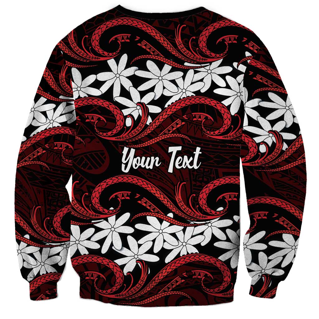 Personalised Cook Islands Atiu Enuamanu Sweatshirt Tiare Maori Polynesian Waves Tattoo LT14 - Polynesian Pride