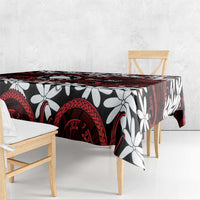 Personalised Cook Islands Atiu Enuamanu Tablecloth Tiare Maori Polynesian Waves Tattoo