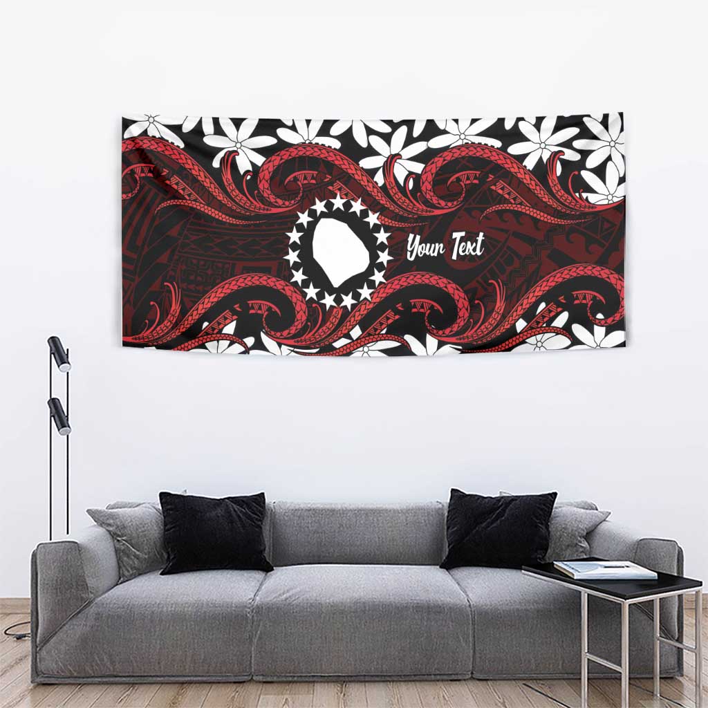 Personalised Cook Islands Atiu Enuamanu Tapestry Tiare Maori Polynesian Waves Tattoo