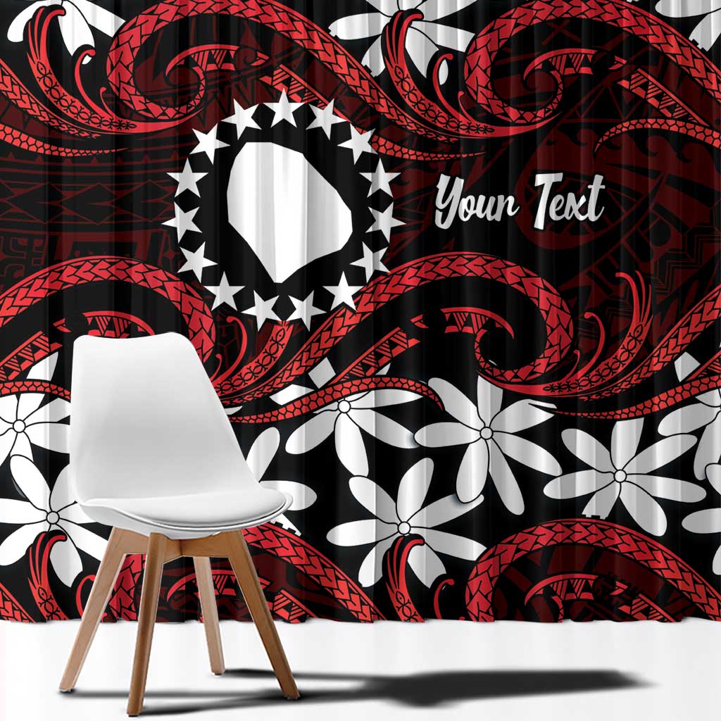 Personalised Cook Islands Atiu Enuamanu Window Curtain Tiare Maori Polynesian Waves Tattoo