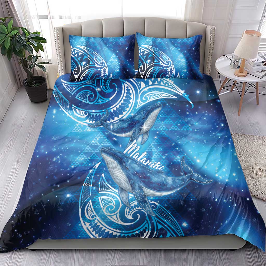 New Zealand Humpback Whale Matariki Bedding Set Maori New Year Taniko Niho Taniwha