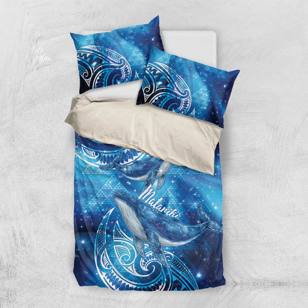 New Zealand Humpback Whale Matariki Bedding Set Maori New Year Taniko Niho Taniwha