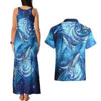 New Zealand Humpback Whale Matariki Couples Matching Tank Maxi Dress and Hawaiian Shirt Maori New Year Taniko Niho Taniwha LT14 - Polynesian Pride