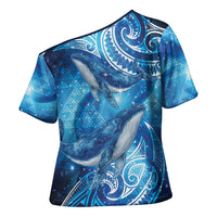 New Zealand Humpback Whale Matariki Cross Shoulder Shirt Maori New Year Taniko Niho Taniwha LT14 - Polynesian Pride