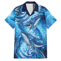 New Zealand Humpback Whale Matariki Family Matching Tank Maxi Dress and Hawaiian Shirt Maori New Year Taniko Niho Taniwha LT14 Dad's Shirt - Short Sleeve Blue - Polynesian Pride