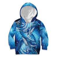 New Zealand Humpback Whale Matariki Kid Hoodie Maori New Year Taniko Niho Taniwha LT14 Hoodie Blue - Polynesian Pride