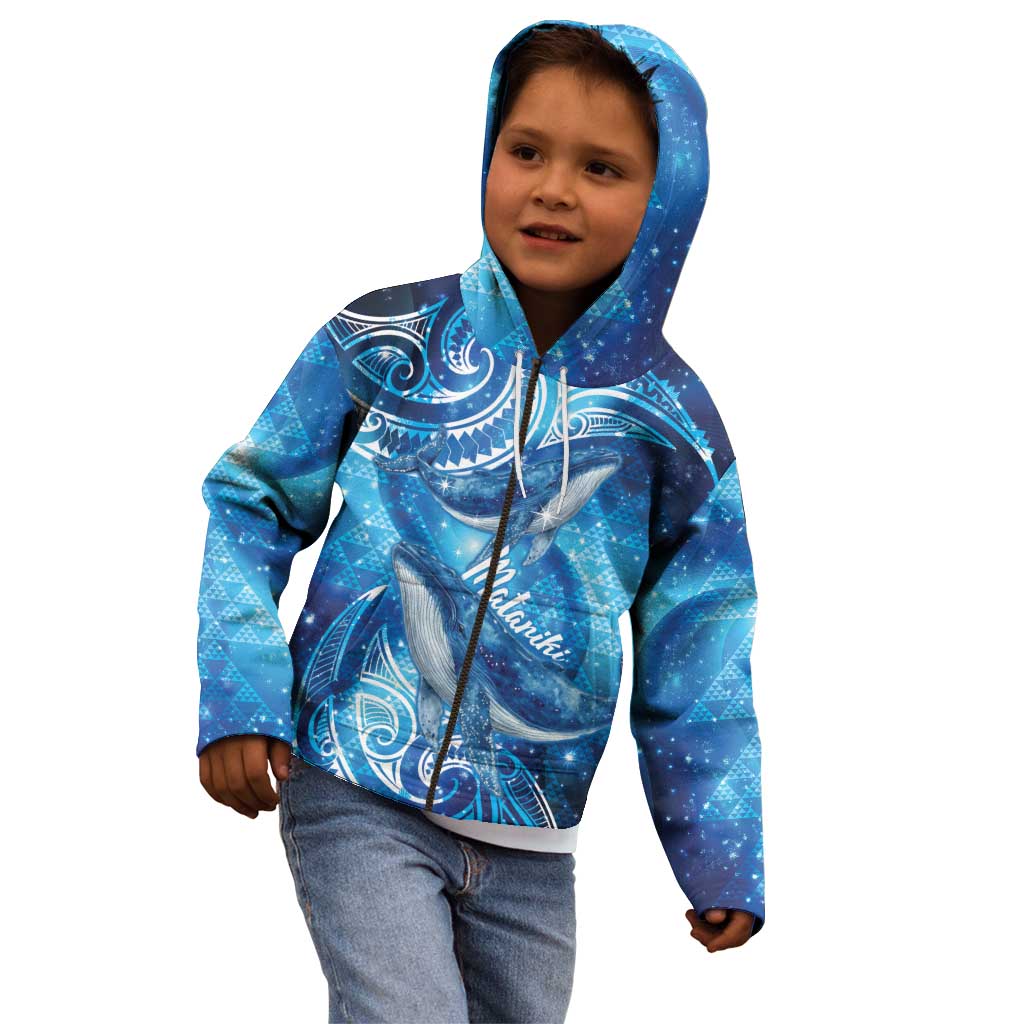 New Zealand Humpback Whale Matariki Kid Hoodie Maori New Year Taniko Niho Taniwha LT14 - Polynesian Pride