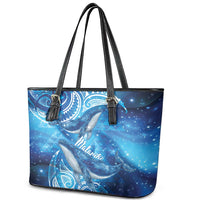 New Zealand Humpback Whale Matariki Leather Tote Bag Maori New Year Taniko Niho Taniwha LT14 - Polynesian Pride