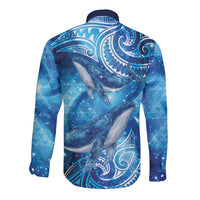 New Zealand Humpback Whale Matariki Long Sleeve Button Shirt Maori New Year Taniko Niho Taniwha LT14 - Polynesian Pride