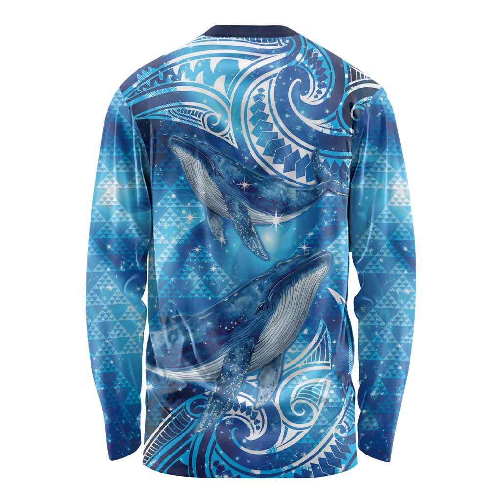 New Zealand Humpback Whale Matariki Long Sleeve Shirt Maori New Year Taniko Niho Taniwha LT14 - Polynesian Pride