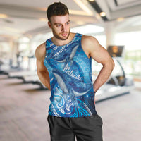 New Zealand Humpback Whale Matariki Men Tank Top Maori New Year Taniko Niho Taniwha LT14 Blue - Polynesian Pride
