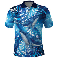 New Zealand Humpback Whale Matariki Polo Shirt Maori New Year Taniko Niho Taniwha LT14 Blue - Polynesian Pride