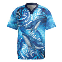 New Zealand Humpback Whale Matariki Rugby Jersey Maori New Year Taniko Niho Taniwha LT14 Blue - Polynesian Pride