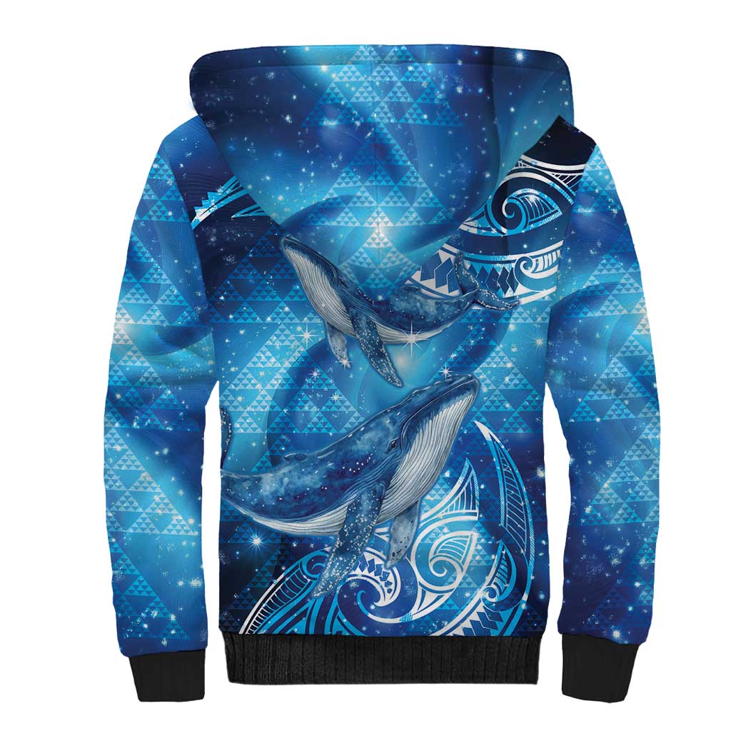 New Zealand Humpback Whale Matariki Sherpa Hoodie Maori New Year Taniko Niho Taniwha LT14 - Polynesian Pride