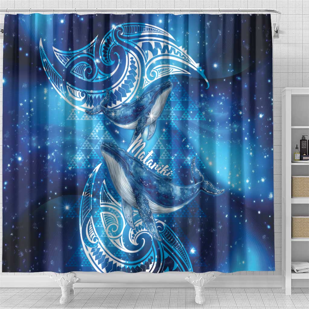 New Zealand Humpback Whale Matariki Shower Curtain Maori New Year Taniko Niho Taniwha LT14 - Polynesian Pride