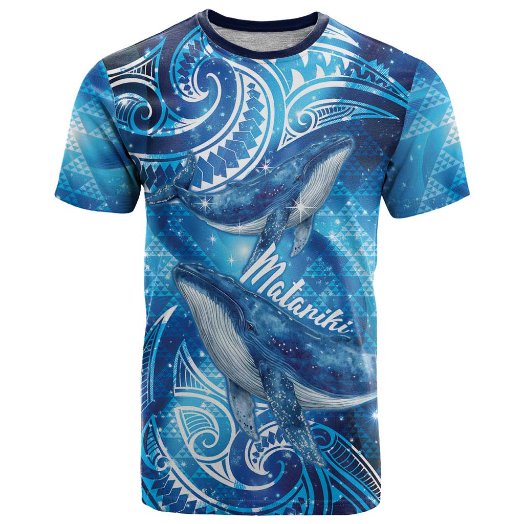 New Zealand Humpback Whale Matariki T Shirt Maori New Year Taniko Niho Taniwha LT14 Blue - Polynesian Pride