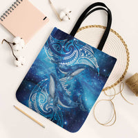 New Zealand Humpback Whale Matariki Tote Bag Maori New Year Taniko Niho Taniwha LT14 Black Strap One Size Blue - Polynesian Pride