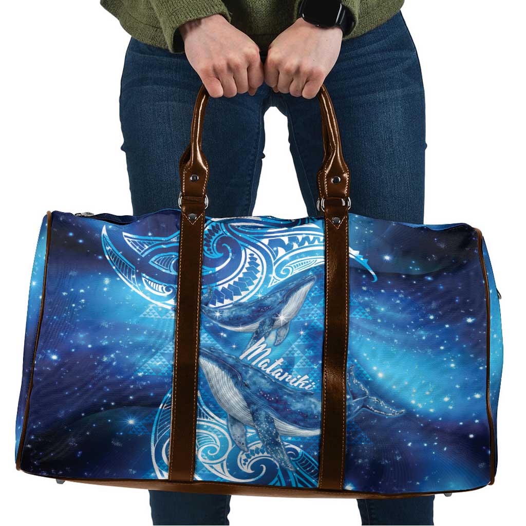 New Zealand Humpback Whale Matariki Travel Bag Maori New Year Taniko Niho Taniwha LT14 Blue - Polynesian Pride