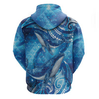 New Zealand Humpback Whale Matariki Zip Hoodie Maori New Year Taniko Niho Taniwha LT14 - Polynesian Pride