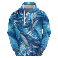 New Zealand Humpback Whale Matariki Zip Hoodie Maori New Year Taniko Niho Taniwha LT14 - Polynesian Pride