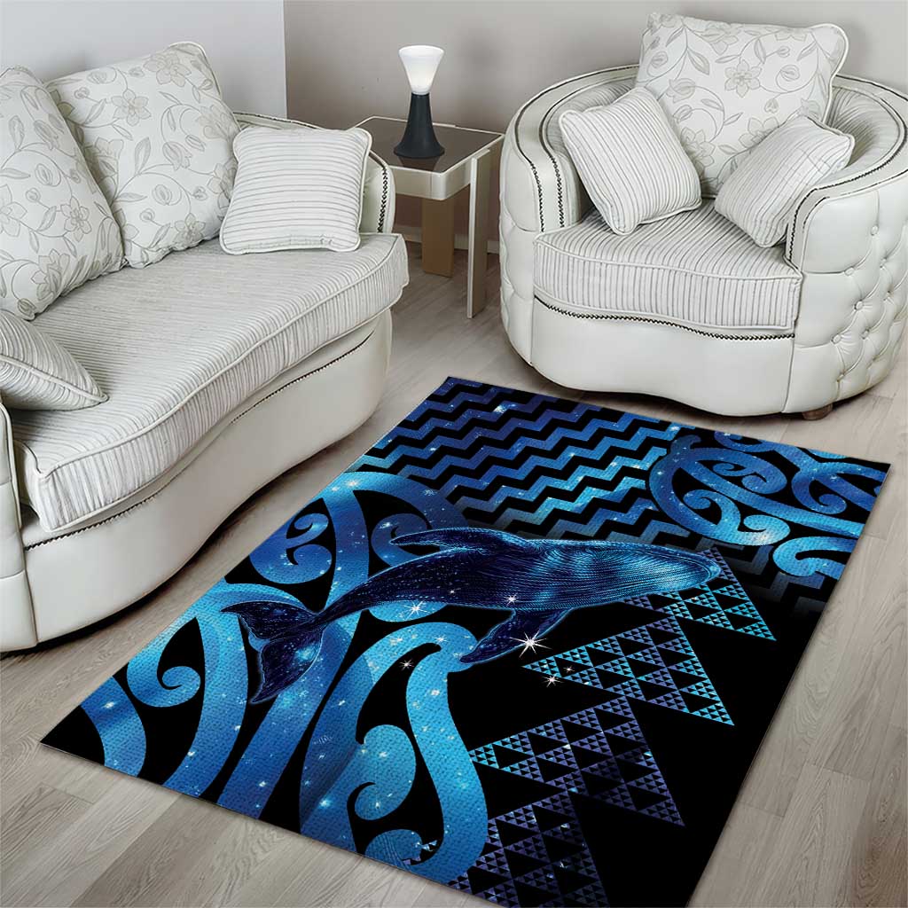 Humpback Whale Matariki New Zealand Area Rug NZ Maori Paikea Poutama Luxury Blue LT14 - Polynesian Pride