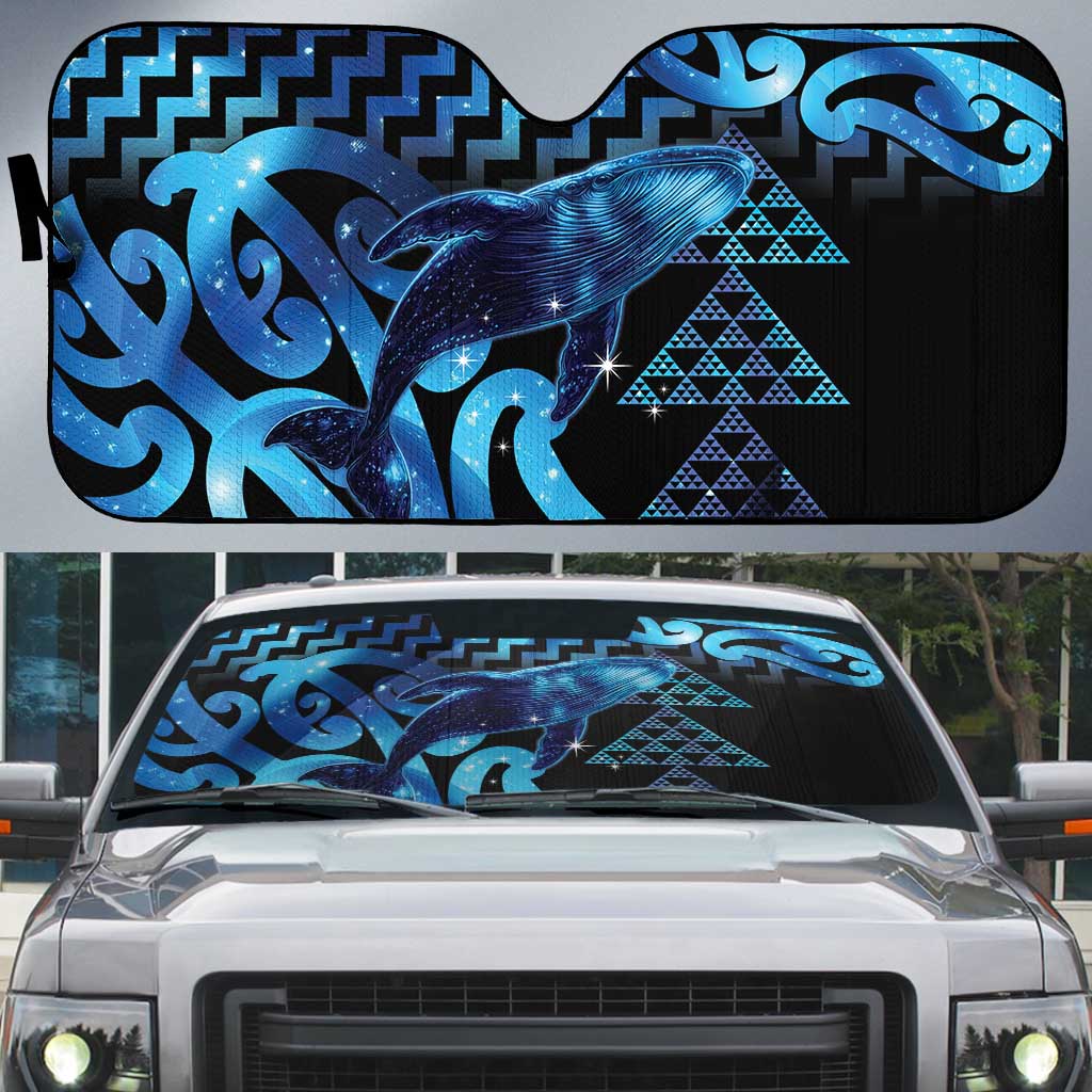 Humpback Whale Matariki New Zealand Auto Sun Shade NZ Maori Paikea Poutama Luxury Blue LT14 Blue - Polynesian Pride