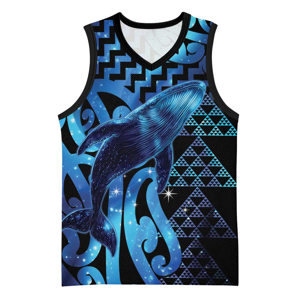Humpback Whale Matariki New Zealand Basketball Jersey NZ Maori Paikea Poutama Luxury Blue LT14 Unisex Blue - Polynesian Pride