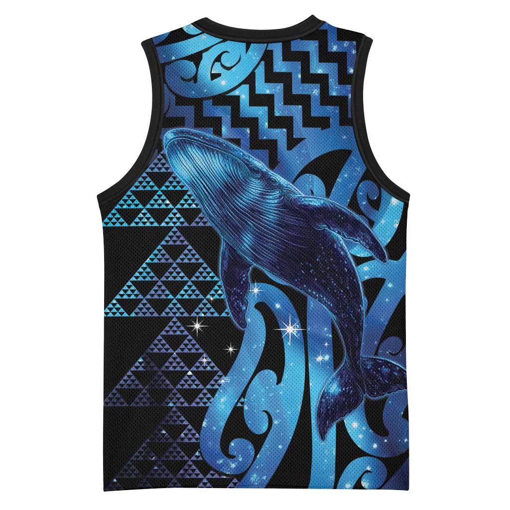 Humpback Whale Matariki New Zealand Basketball Jersey NZ Maori Paikea Poutama Luxury Blue LT14 - Polynesian Pride