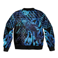 Humpback Whale Matariki New Zealand Bomber Jacket NZ Maori Paikea Poutama Luxury Blue