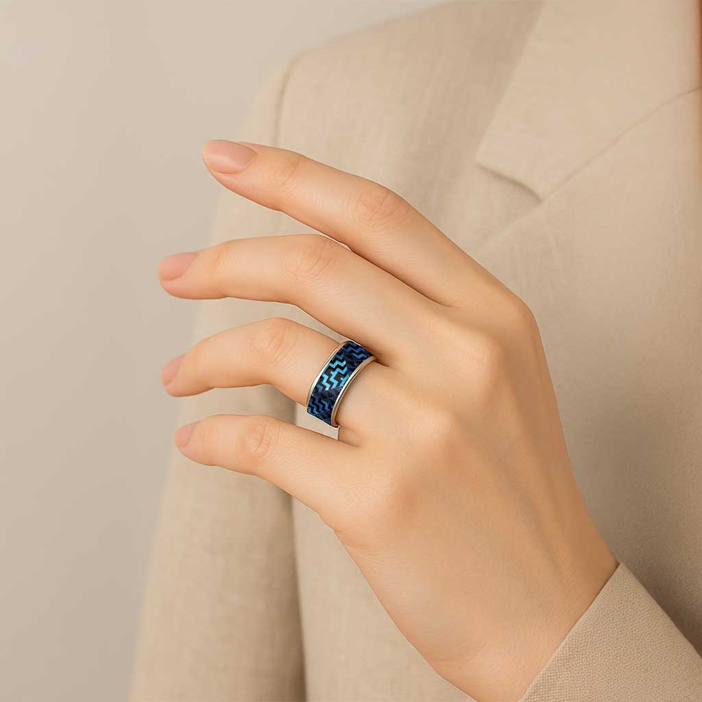 Humpback Whale Matariki New Zealand Classic Ring NZ Maori Paikea Poutama Luxury Blue