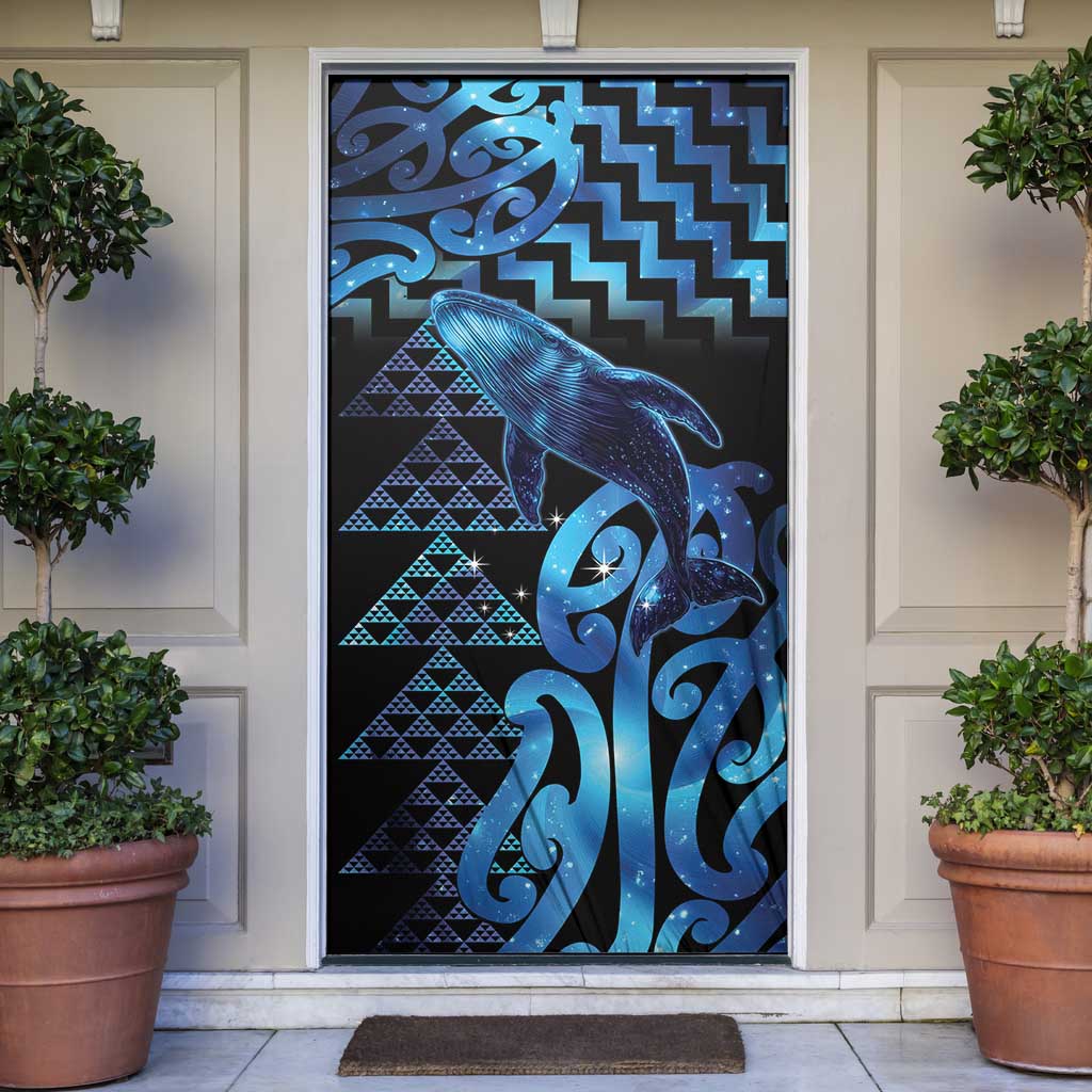 Humpback Whale Matariki New Zealand Door Cover NZ Maori Paikea Poutama Luxury Blue LT14 Blue - Polynesian Pride