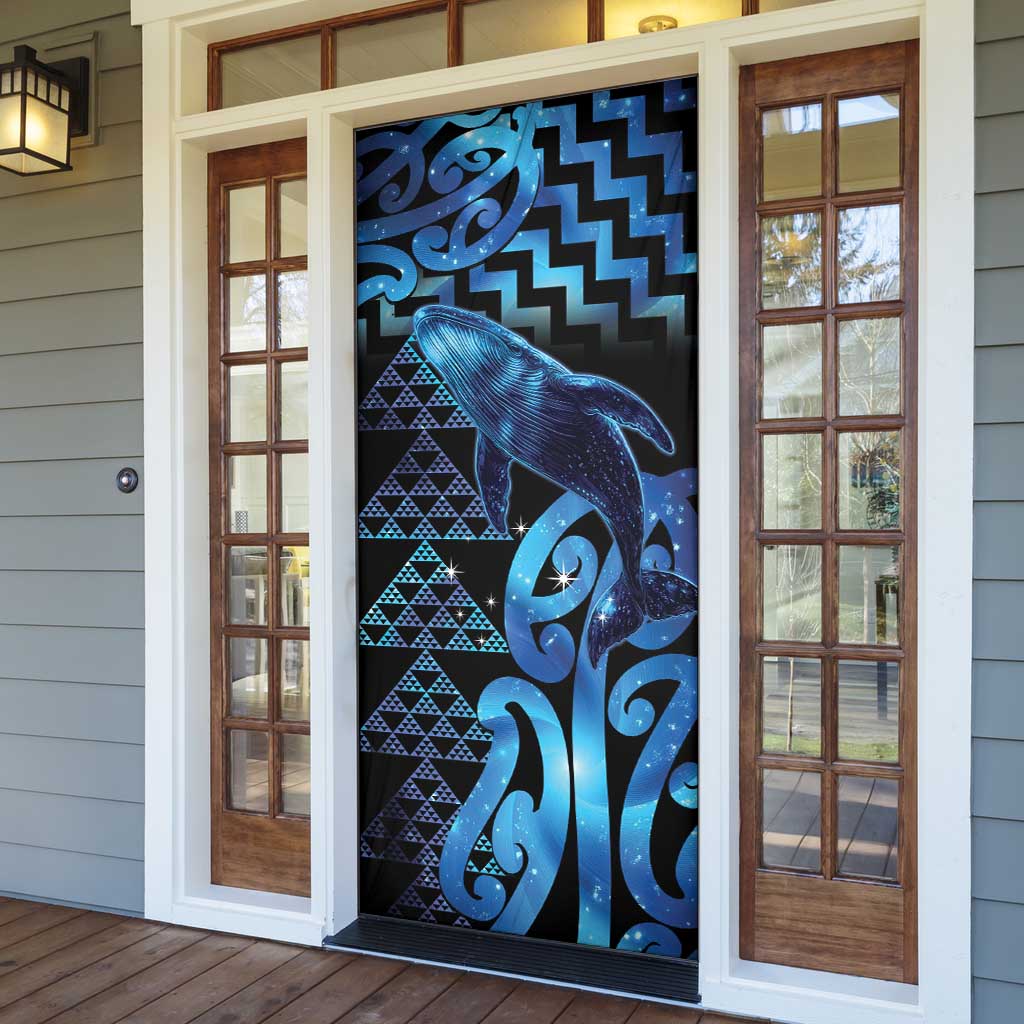 Humpback Whale Matariki New Zealand Door Cover NZ Maori Paikea Poutama Luxury Blue LT14 - Polynesian Pride