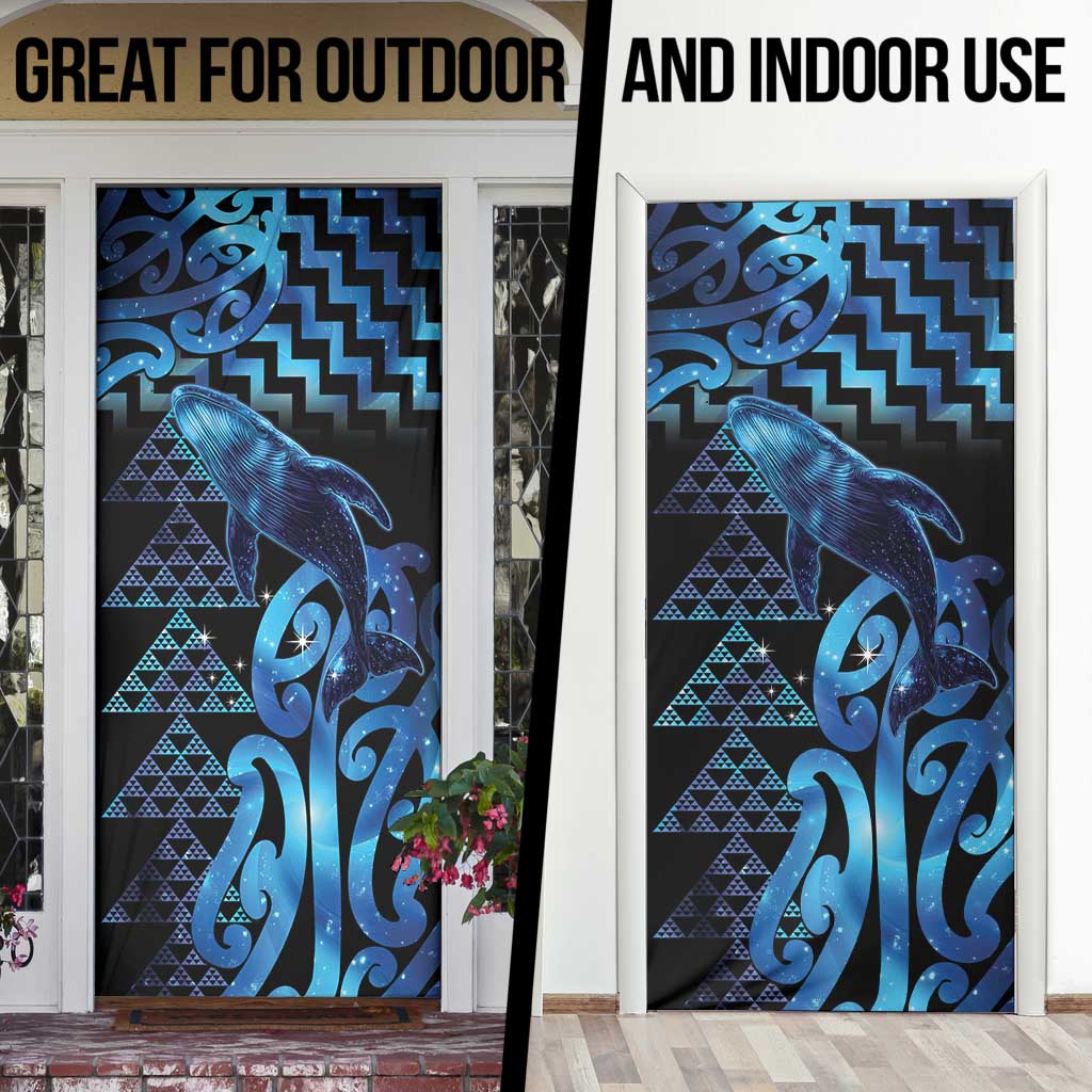 Humpback Whale Matariki New Zealand Door Cover NZ Maori Paikea Poutama Luxury Blue LT14 - Polynesian Pride