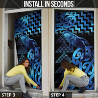 Humpback Whale Matariki New Zealand Door Cover NZ Maori Paikea Poutama Luxury Blue LT14 - Polynesian Pride