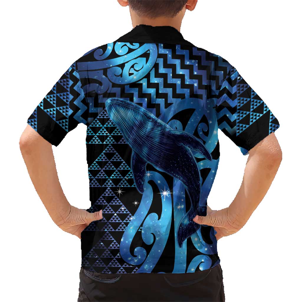 Humpback Whale Matariki New Zealand Family Matching Off Shoulder Maxi Dress and Hawaiian Shirt NZ Maori Paikea Poutama Luxury Blue LT14 - Polynesian Pride