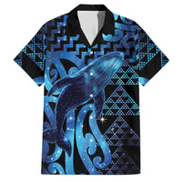 Humpback Whale Matariki New Zealand Family Matching Off Shoulder Maxi Dress and Hawaiian Shirt NZ Maori Paikea Poutama Luxury Blue LT14 Dad's Shirt - Short Sleeve Blue - Polynesian Pride