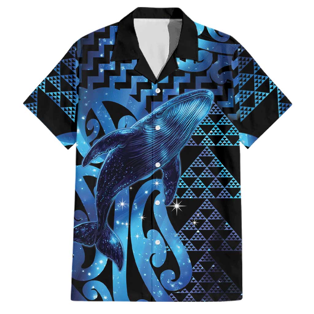 Humpback Whale Matariki New Zealand Family Matching Puletasi and Hawaiian Shirt NZ Maori Paikea Poutama Luxury Blue LT14 Dad's Shirt - Short Sleeve Blue - Polynesian Pride