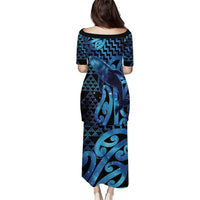 Humpback Whale Matariki New Zealand Family Matching Puletasi and Hawaiian Shirt NZ Maori Paikea Poutama Luxury Blue LT14 - Polynesian Pride