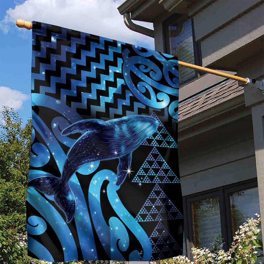 Humpback Whale Matariki New Zealand Garden Flag NZ Maori Paikea Poutama Luxury Blue LT14 - Polynesian Pride