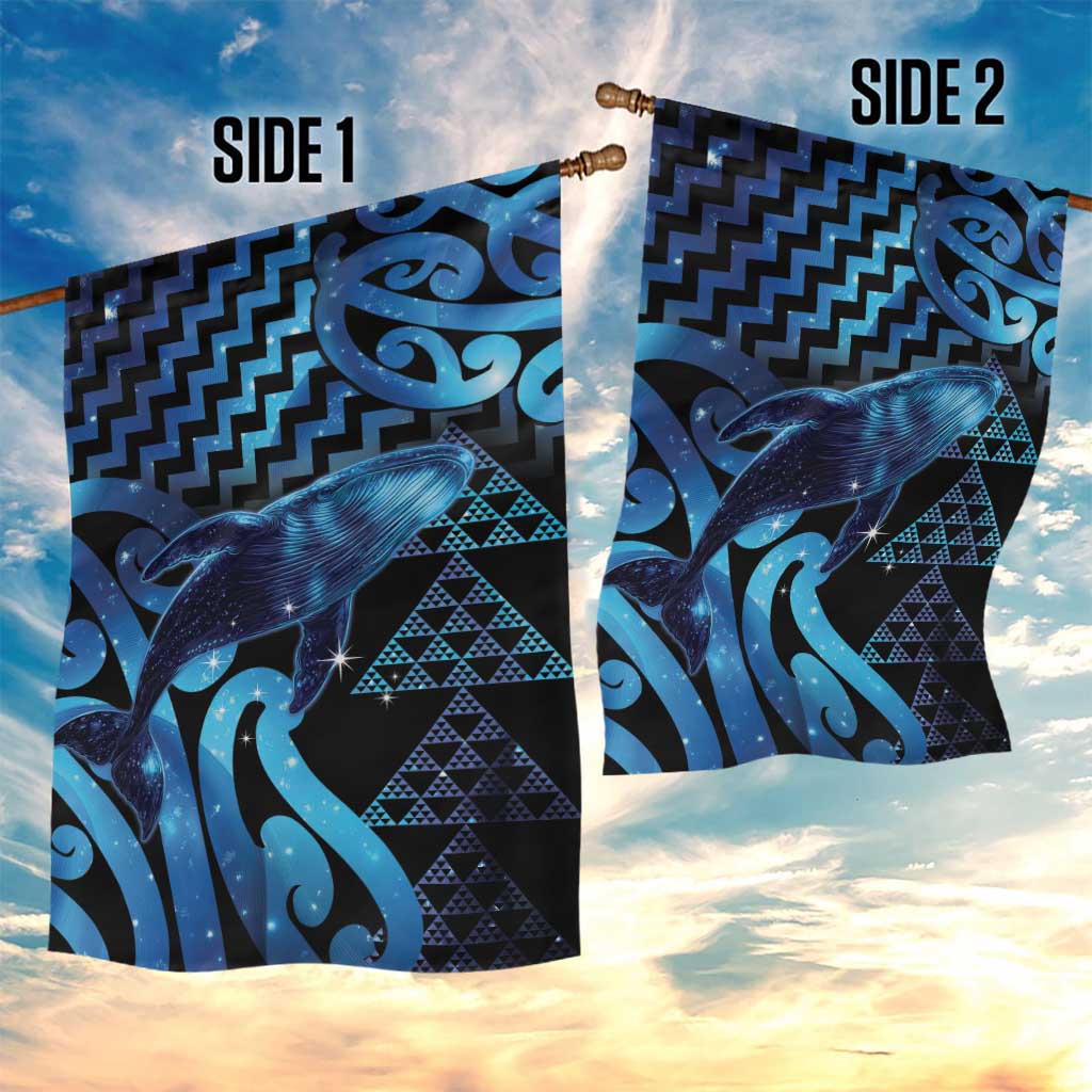 Humpback Whale Matariki New Zealand Garden Flag NZ Maori Paikea Poutama Luxury Blue LT14 - Polynesian Pride