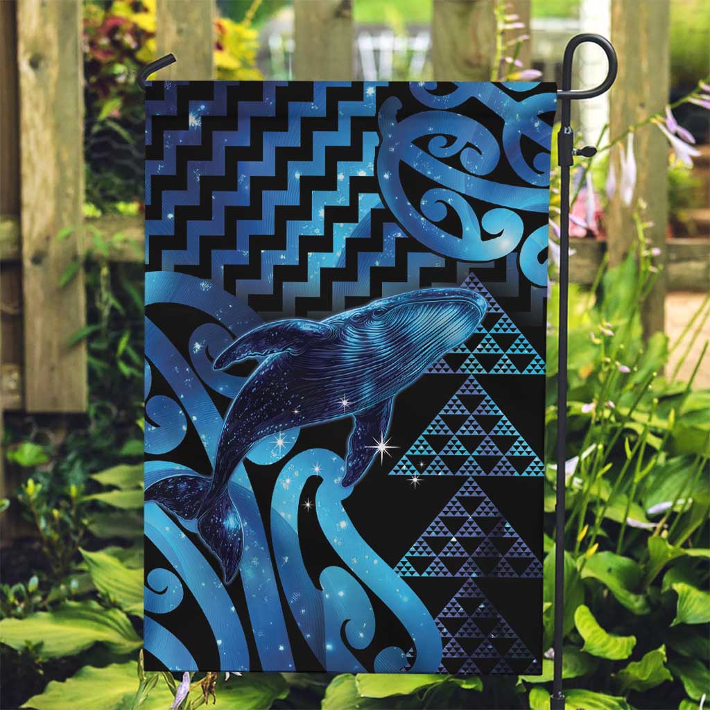Humpback Whale Matariki New Zealand Garden Flag NZ Maori Paikea Poutama Luxury Blue LT14 Garden Flag Blue - Polynesian Pride