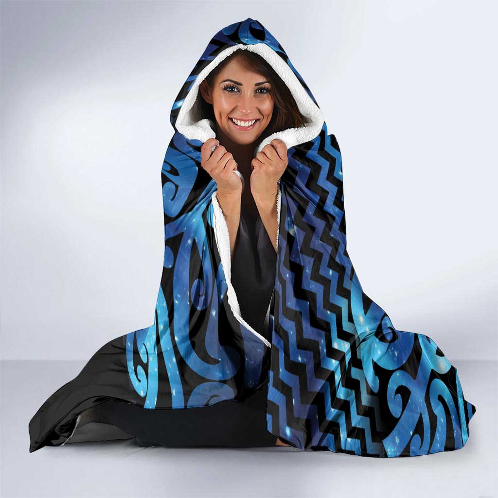 Humpback Whale Matariki New Zealand Hooded Blanket NZ Maori Paikea Poutama Luxury Blue LT14 - Polynesian Pride