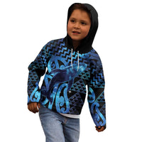 Humpback Whale Matariki New Zealand Kid Hoodie NZ Maori Paikea Poutama Luxury Blue LT14 - Polynesian Pride