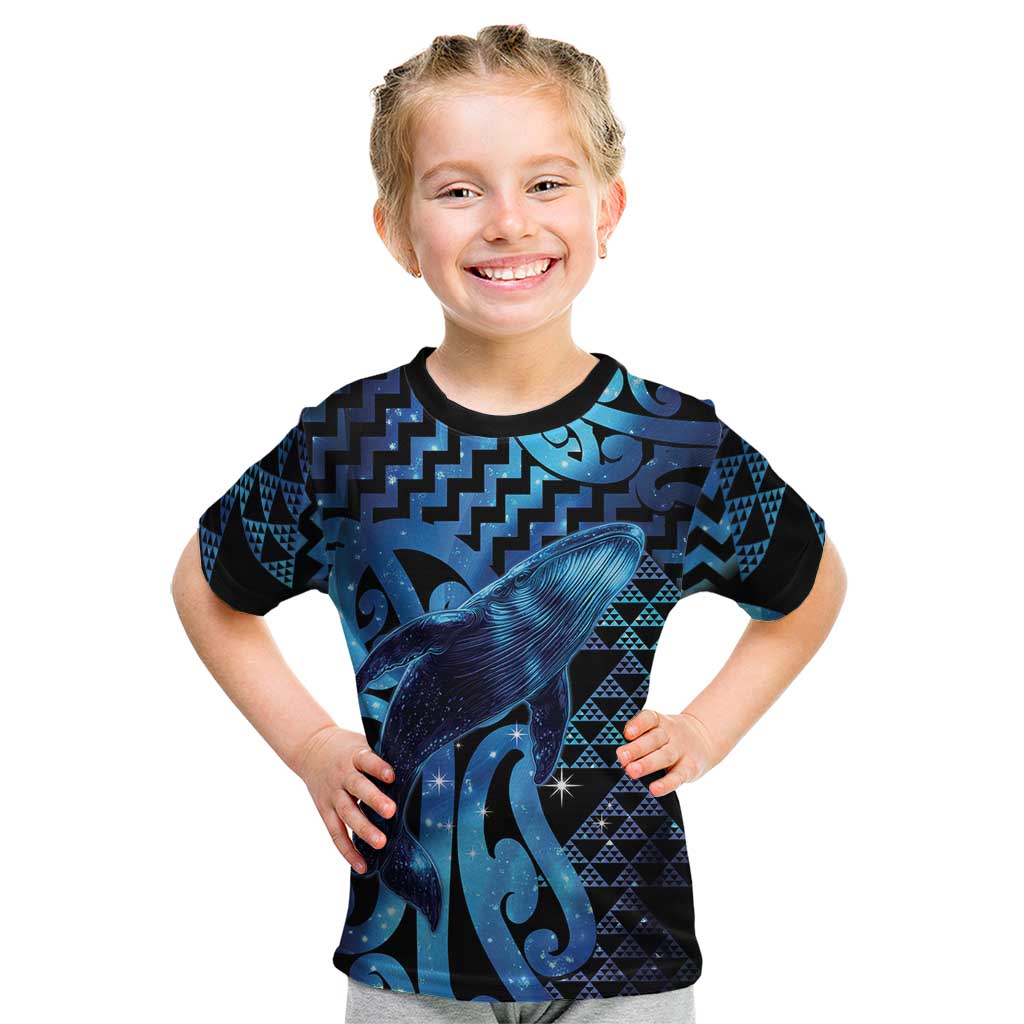 Humpback Whale Matariki New Zealand Kid T Shirt NZ Maori Paikea Poutama Luxury Blue