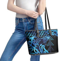 Humpback Whale Matariki New Zealand Leather Tote Bag NZ Maori Paikea Poutama Luxury Blue LT14 - Polynesian Pride