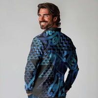 Humpback Whale Matariki New Zealand Long Sleeve Polo Shirt NZ Maori Paikea Poutama Luxury Blue LT14 - Polynesian Pride