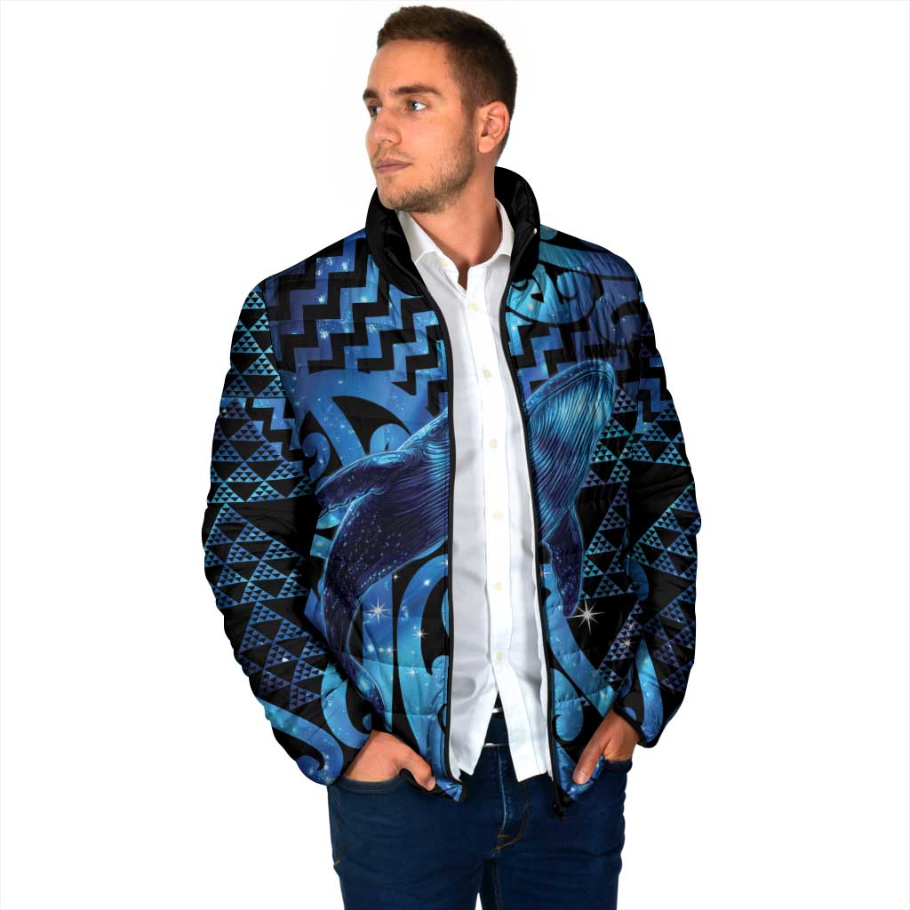 Humpback Whale Matariki New Zealand Padded Jacket NZ Maori Paikea Poutama Luxury Blue