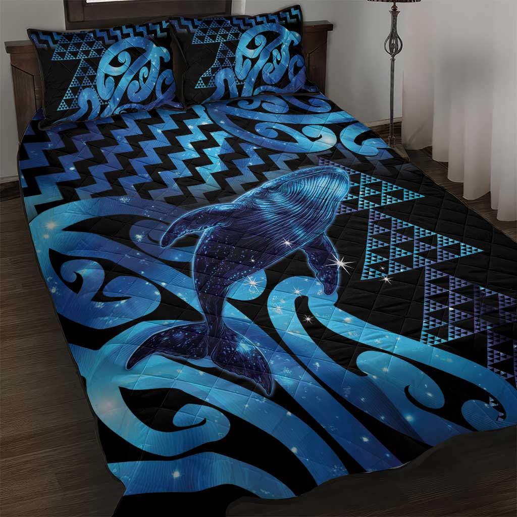 Humpback Whale Matariki New Zealand Quilt Bed Set NZ Maori Paikea Poutama Luxury Blue LT14 Blue - Polynesian Pride